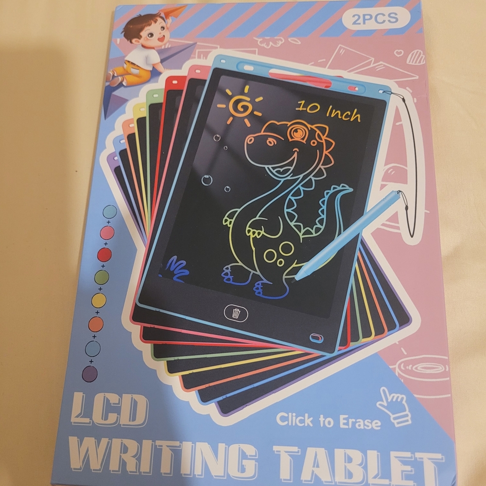 LCD Writing Tablet for Kids - Black Screen with Blue Frame - Pack of 2